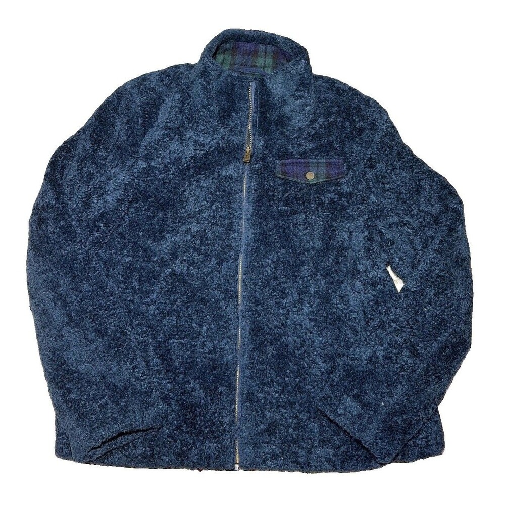 Pendleton Jacket Womens XL Blue Full Zip Lined Sherpa Fleece Wool Lined Sweater